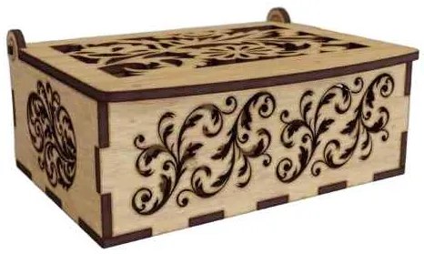 Σετ 2 τεμαχίων – Intra FLORENTINE – Ξύλινο Κουτί με Ανάγλυφη Χαρακτική  Κομψή Γραμμή 50x13x22 cm Box37-01035