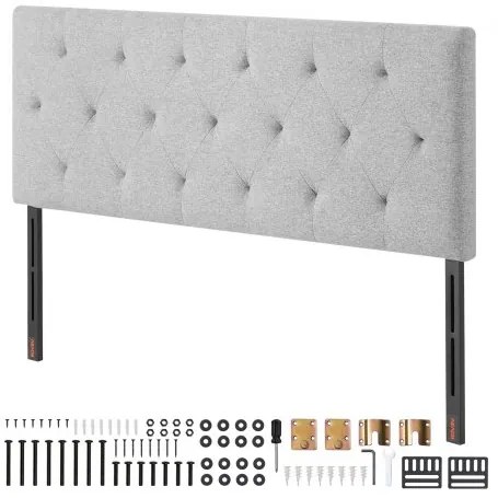 VEVOR Headboard for Full Size Bed with Adjustable Height Sponge &amp; Fabric Grey