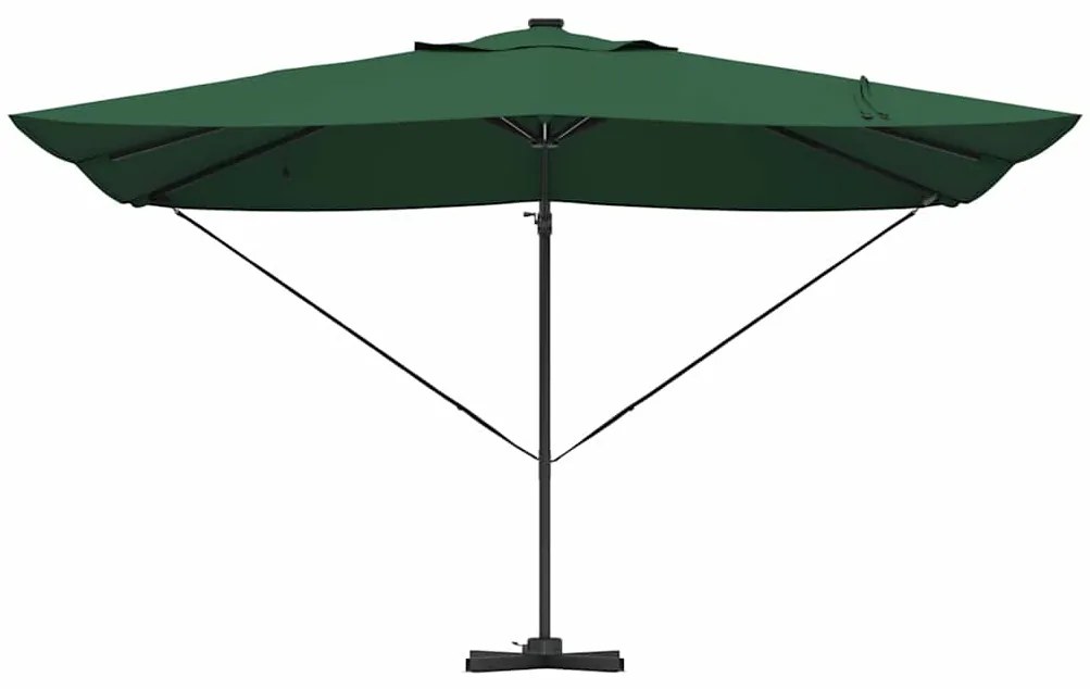 vidaXL Ομπρέλα ηλίου με φώτα λωρίδας LED Πράσινο 352 x 251 x 265 εκ.