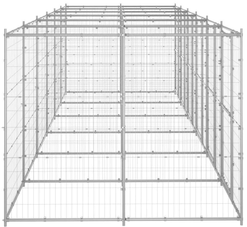 Κλουβί Σκύλου Εξωτερικού Χώρου 14,52 μ² από Γαλβανισμένο Χάλυβα - Ασήμι