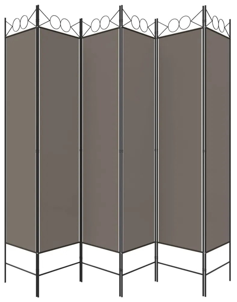 Διαχωριστικό Δωματίου με 6 Πάνελ Ανθρακί 240x200 εκ. από Ύφασμα - Ανθρακί