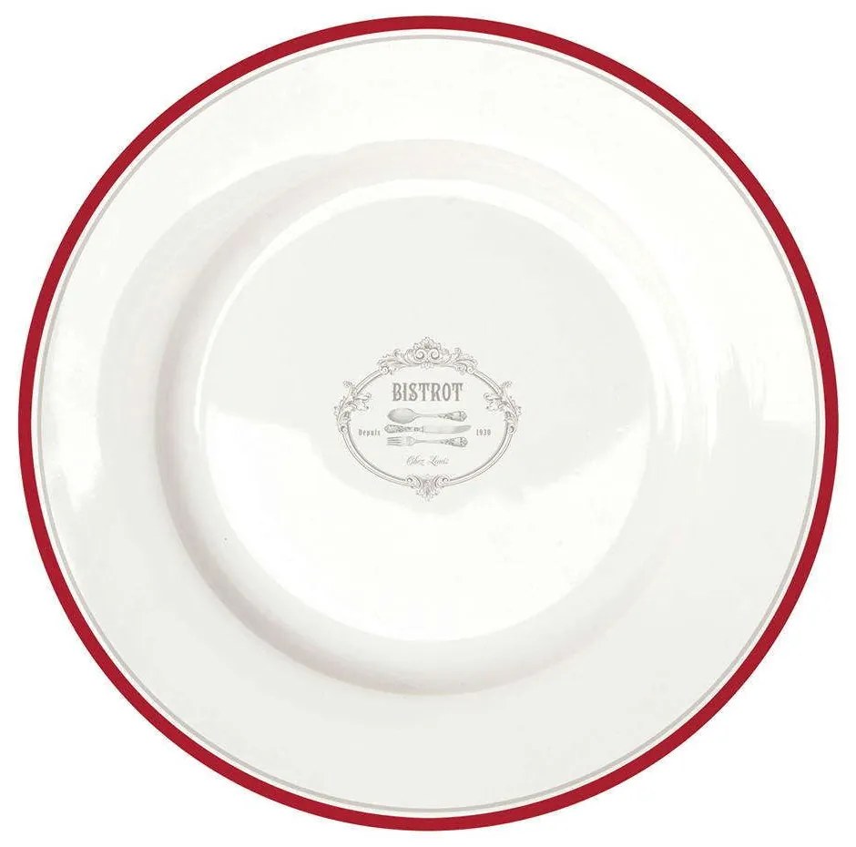 Πιάτο Φαγητού Bistrot 942BIST Φ26,5cm White-Red Easy Life Porcelain