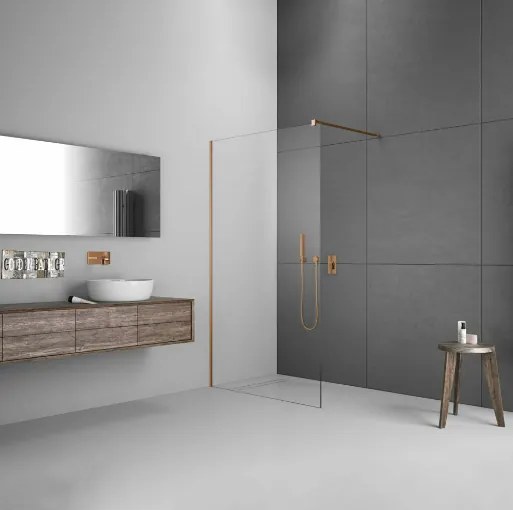 Devon Iwis Walk-in Inox 304 Διαχωριστικό Κρύσταλλο Ντουζιέρας Με Bronze Brushed Βραχίονα 140cm