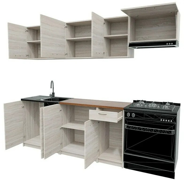 Σετ κουζίνας Trenton 105, 240x60cm, 118 kg, Πάγκος, Πλαστικοποιημένη μοριοσανίδα | Epipla1.gr
