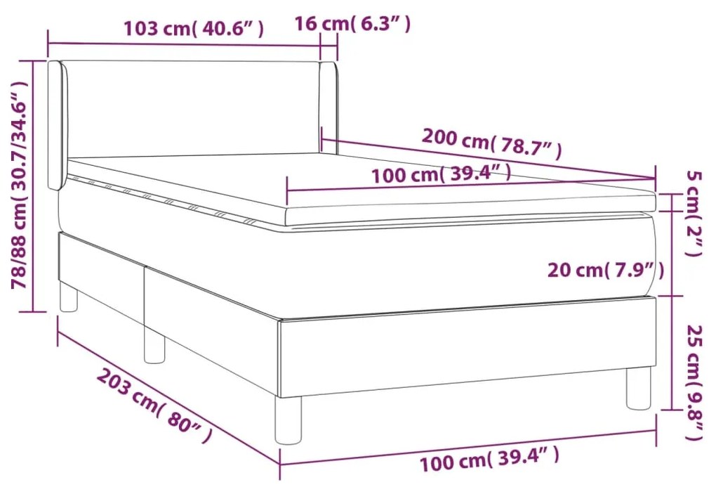 ΚΡΕΒΑΤΙ BOXSPRING ΜΕ ΣΤΡΩΜΑ ΚΡΕΜ 100 X 200 ΕΚ. ΥΦΑΣΜΑΤΙΝΟ 3130094