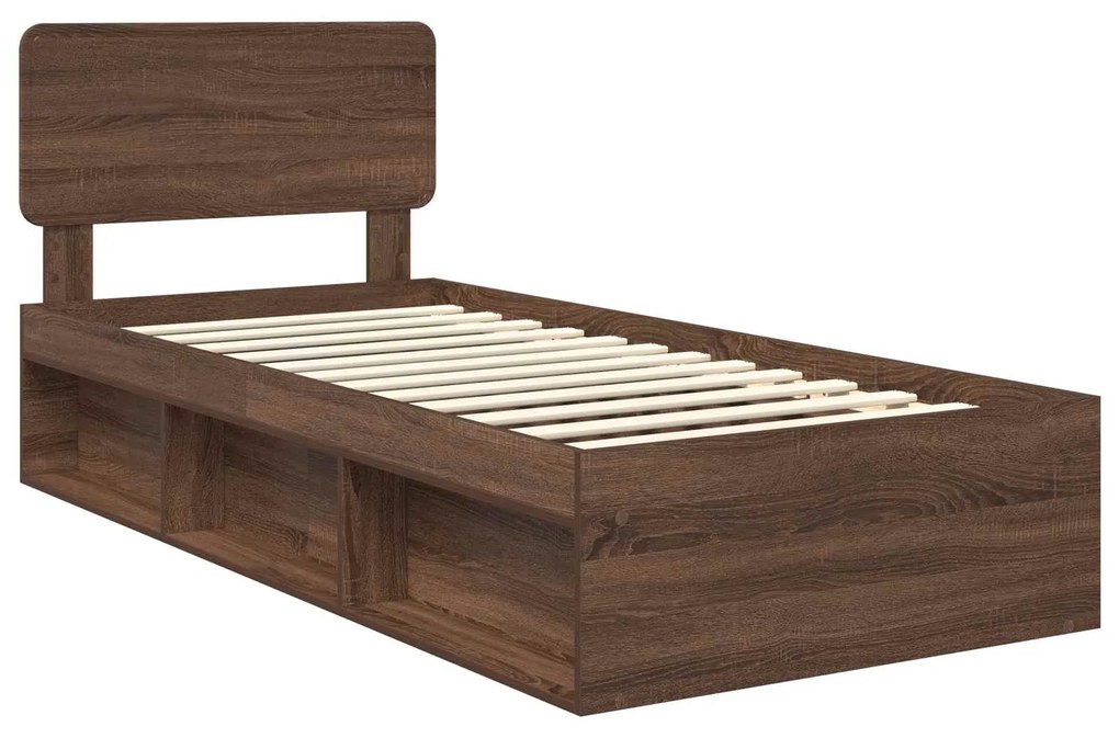 vidaXL Σκελετός Κρεβατιού Καφέ δρυς 90 x 190 cm Στερεά ξυλεία πεύκου