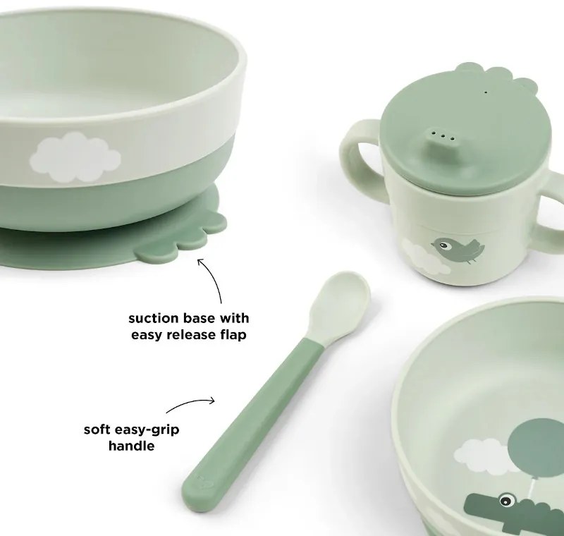 Done By Deer Σετ φαγητού 3τμχ Happy Clouds Green