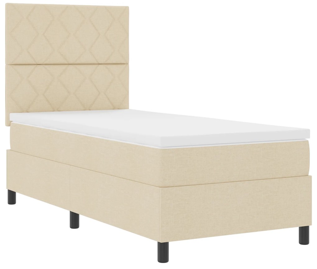 vidaXL Box Spring Κρεβάτι με Στρώμα Μπεζ 90x200 εκ. Ύφασμα