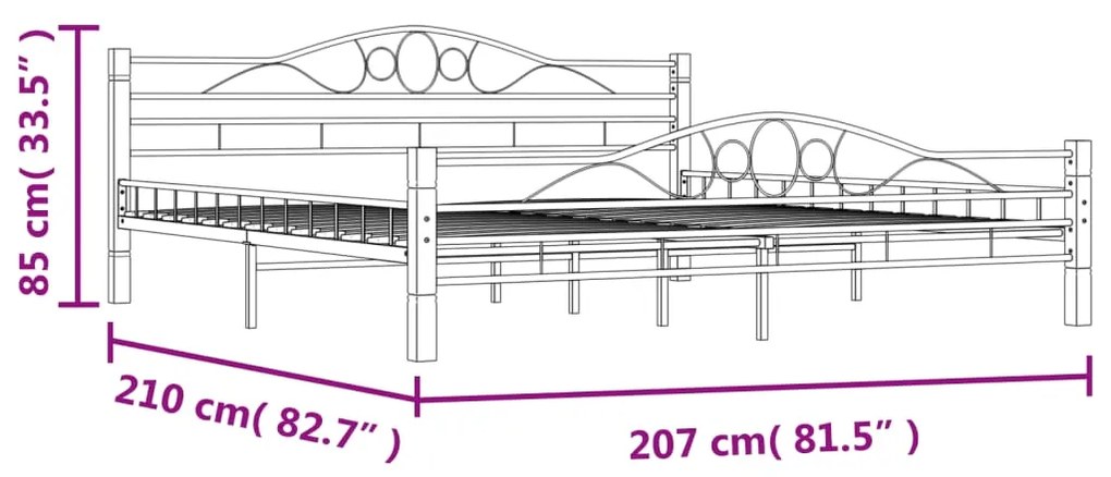 Πλαίσιο Κρεβατιού Μαύρο 200 x 200 εκ. Μεταλλικό - Μαύρο