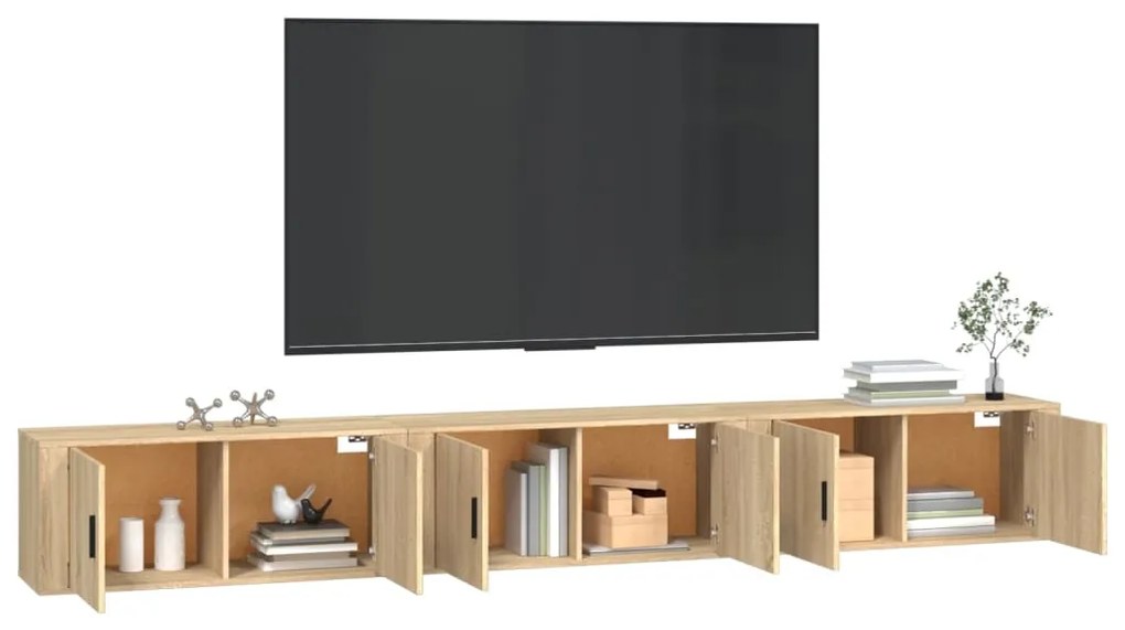 vidaXL Έπιπλα Τηλεόρασης Επιτοίχια 3 τεμ. Sonoma Δρυς 100x34,5x40 εκ