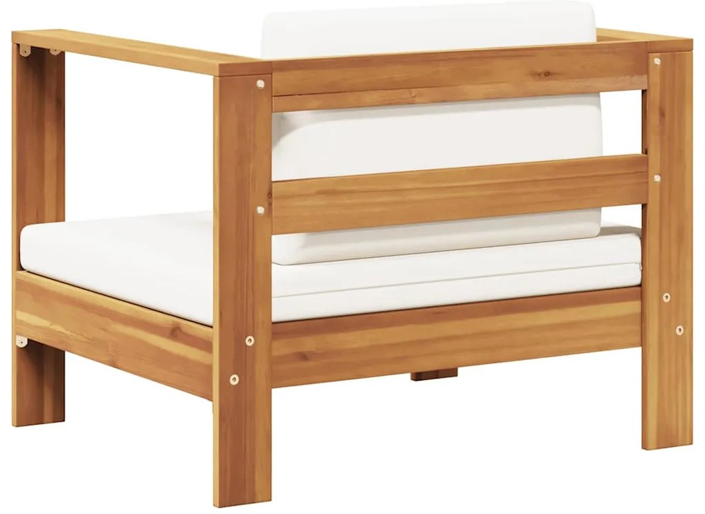 vidaXL Πολυθρόνα Κήπου από Μασίφ Ξύλο Ακακίας με Κρεμ Μαξιλάρι