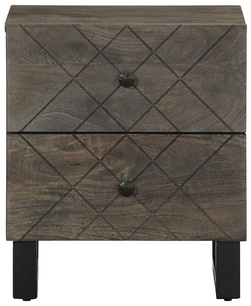 Κομοδίνα 2 τεμ. Μαύρα 40 x 33 x 46 εκ. από Μασίφ Ξύλο Μάνγκο - Μαύρο