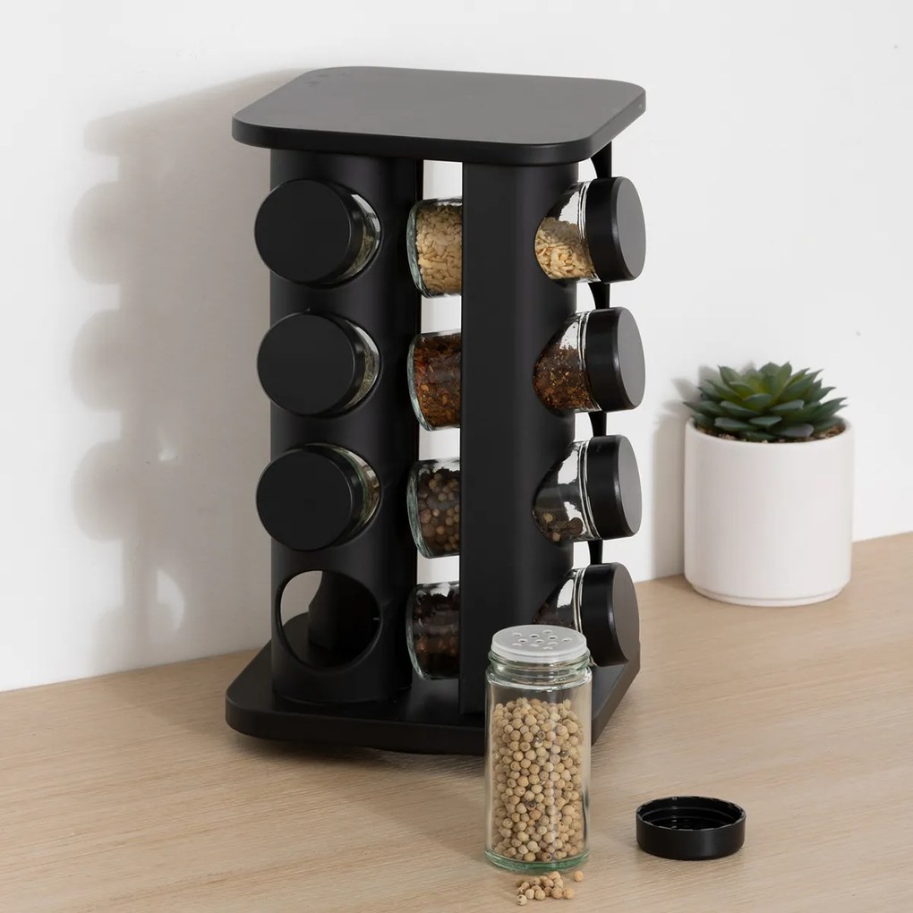 Βαζάκια Μπαχαρικών (Σετ 12τμχ) Σε Περιστρεφόμενο Σταντ F-V Spice Jars 203071