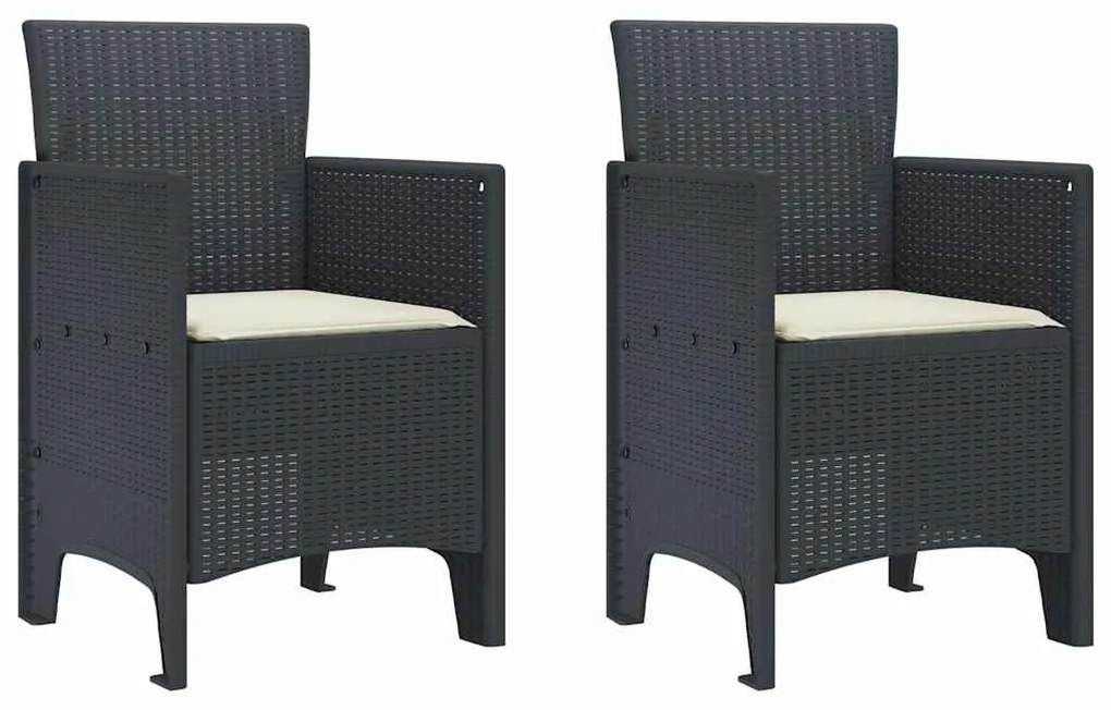 vidaXL Σέτ φαγητού για κήπο 3 pcs Ανθρακί Rattan Polt