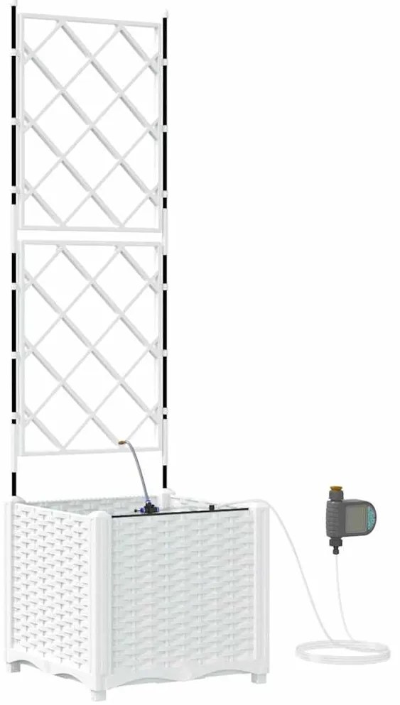 vidaXL Ζαρντινιέρες κήπου Λευκό 40 x 40 x 142 cm Ατσάλι
