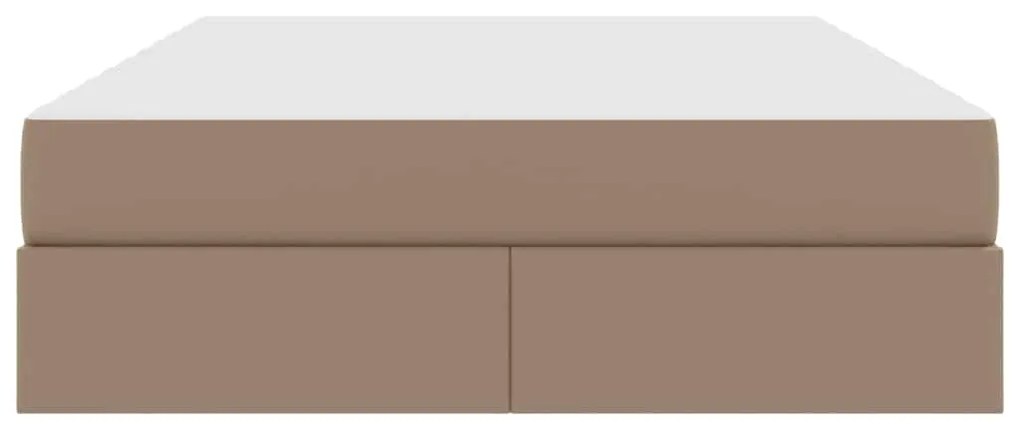 vidaXL Κρεβάτι με αποθηκευτικό χώρο και στρώμα 2 pcs Καπουτσίνο Δέρμα