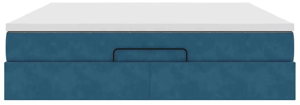 vidaXL Οθωμανικό κρεβάτι με στρώμα σκούρο μπλε 180x200cm Velvet