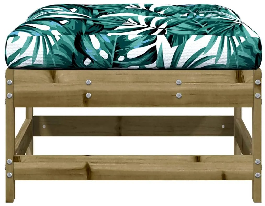 vidaXL Υποπόδιo Κήπου με Μαξιλάρι από Εμποτισμένο Ξύλο Πεύκου