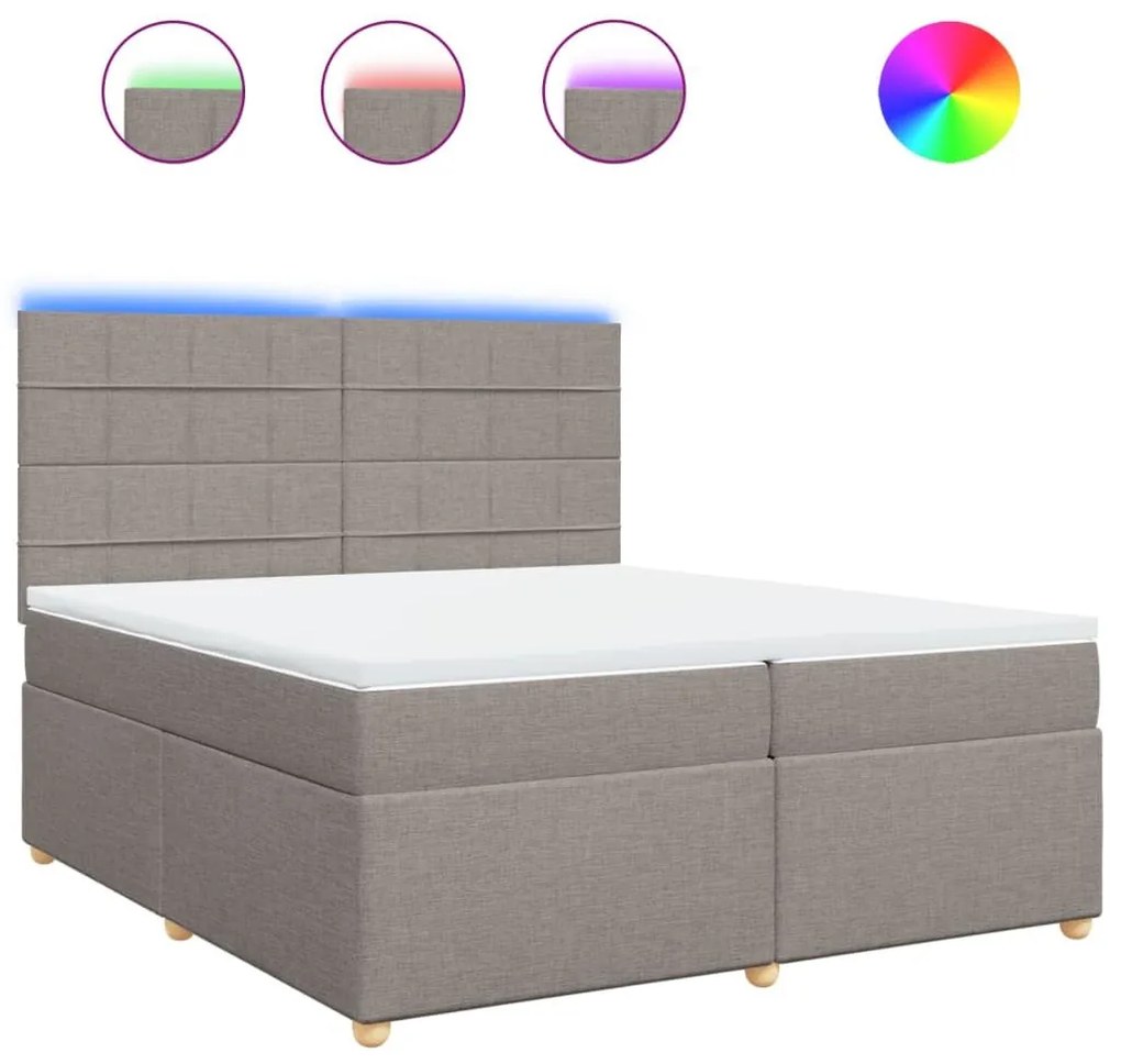 Κρεβάτι Boxspring με Στρώμα Taupe 200x200 εκ. Υφασμάτινο - Μπεζ-Γκρι