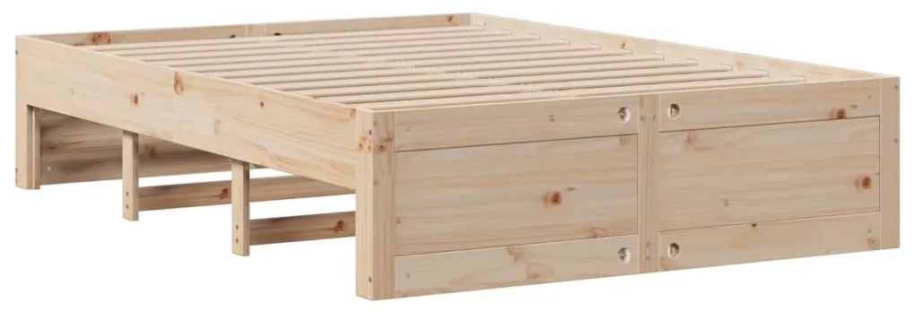 Κρεβάτι Βιβλιοθήκη Χωρίς Στρώμα 160x200 εκ Μασίφ Ξύλο Πεύκου - Καφέ
