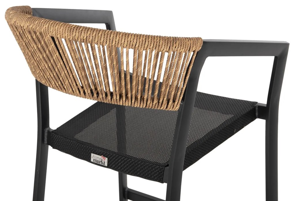 ΣΚΑΜΠΟ ΑΛΟΥΜΙΝΙΟΥ  ΜΕΣΑΙΟΥ ΥΨΟΥΣ RATTAN &amp; TEXTLINE ΜΑΥΡΟ ΜΠΕΖ 55x56,5x99Y 55x56.5x99 εκ.