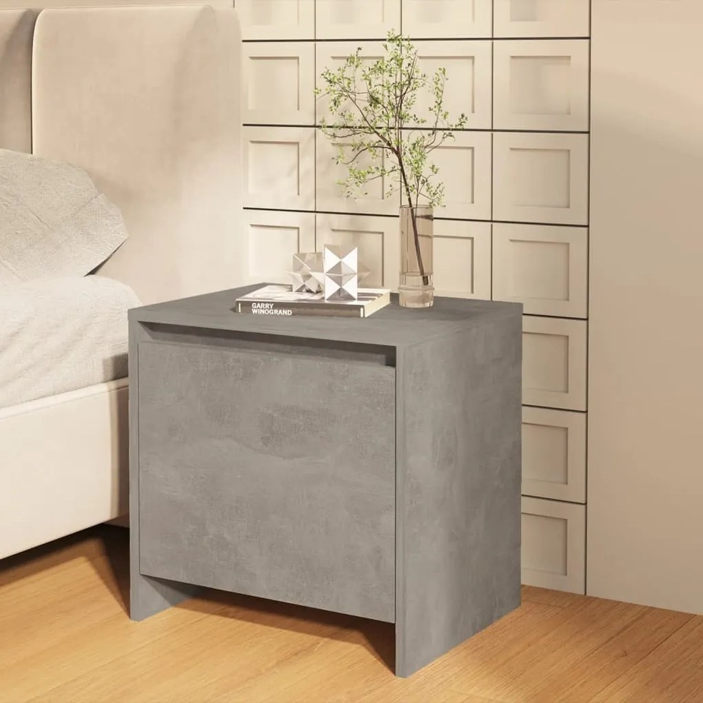 vidaXL Κομοδίνο Γκρι Σκυροδέματος 45x34x44,5 εκ. από Επεξεργ. Ξύλο