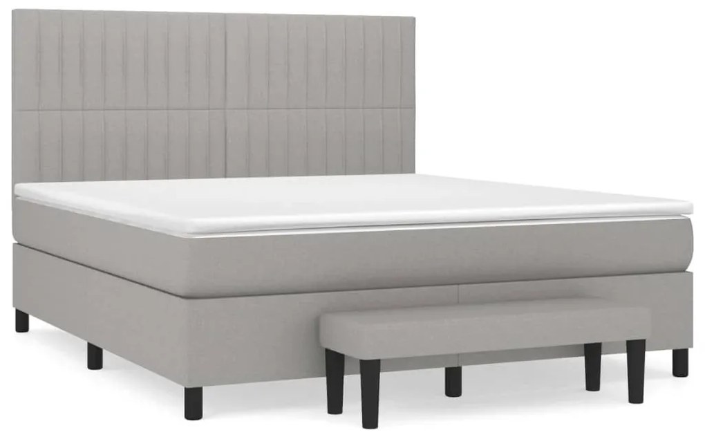 Κρεβάτι Boxspring με Στρώμα Ανοιχτό Γκρι 180x200 εκ. Υφασμάτινο - Γκρι