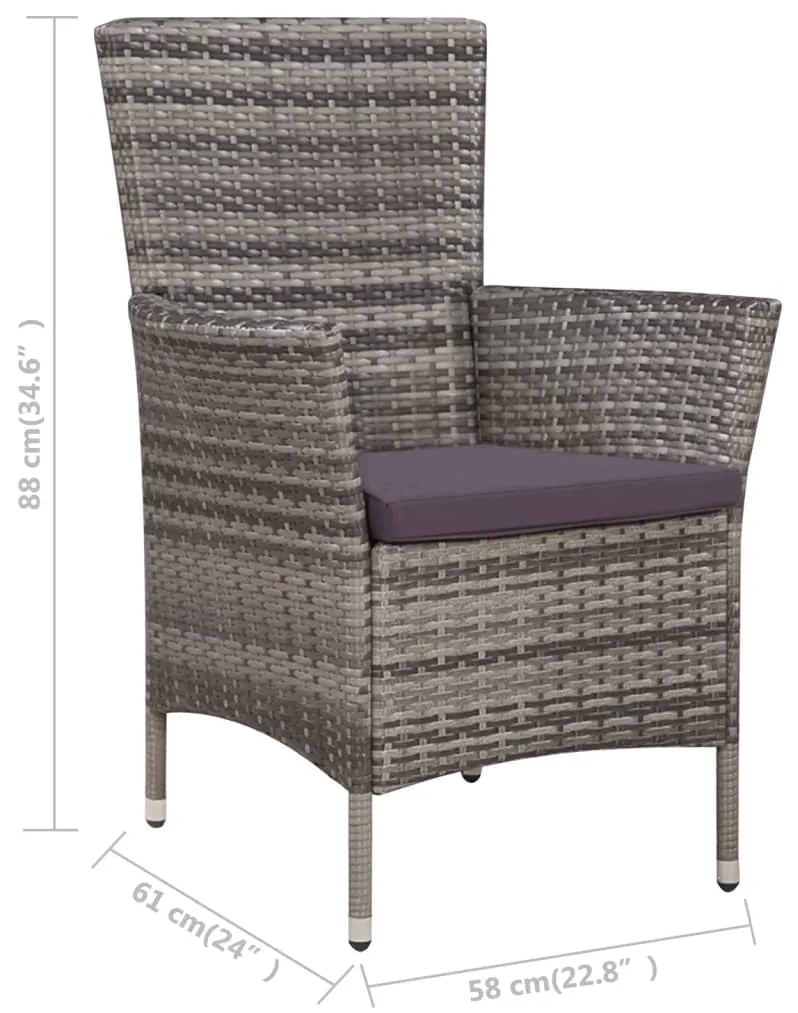 vidaXL Σετ Τραπεζαρίας Εξ. Χώρου 5 τεμ. Γκρι Συνθ. Ρατάν με Μαξιλάρια