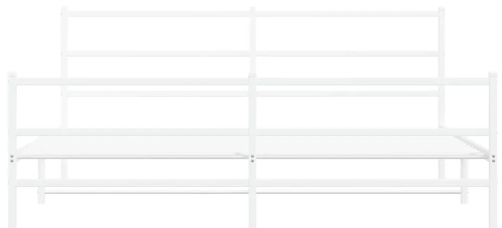 vidaXL Πλαίσιο Κρεβατιού με Κεφαλάρι/Ποδαρικό Λευκό 183x213εκ. Μέταλλο