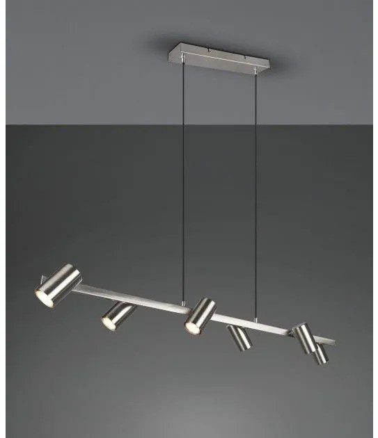 Κρεμαστό Φωτιστικό Οροφής 6xGU10 Έξι Σποτ Marley Trio Lighting 302400607 Νίκελ Ματ