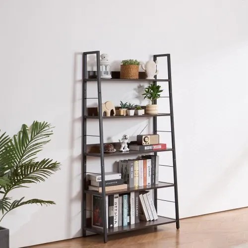 VEVOR Metal Bookshelf Rustic Bookcase 5-Tier for Living room Bedroom &amp; Office
