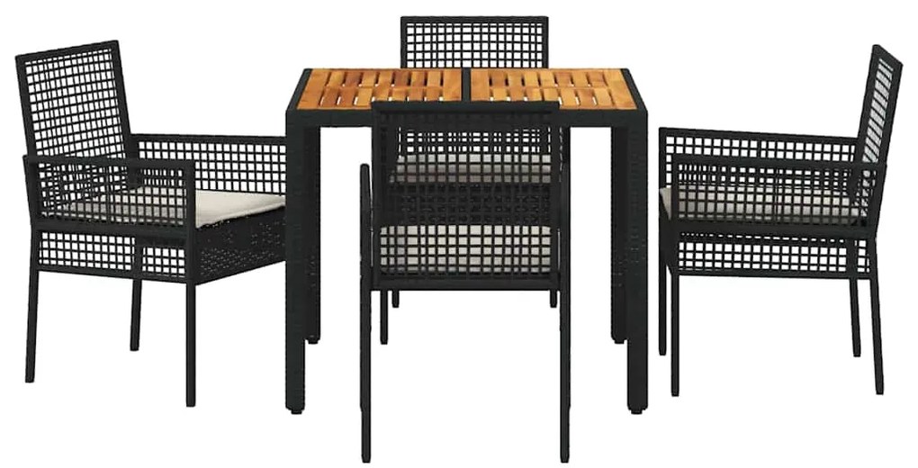 vidaXL Σέτ φαγητού για κήπο 5 pcs Μαύρο συνθετικό ρατάν