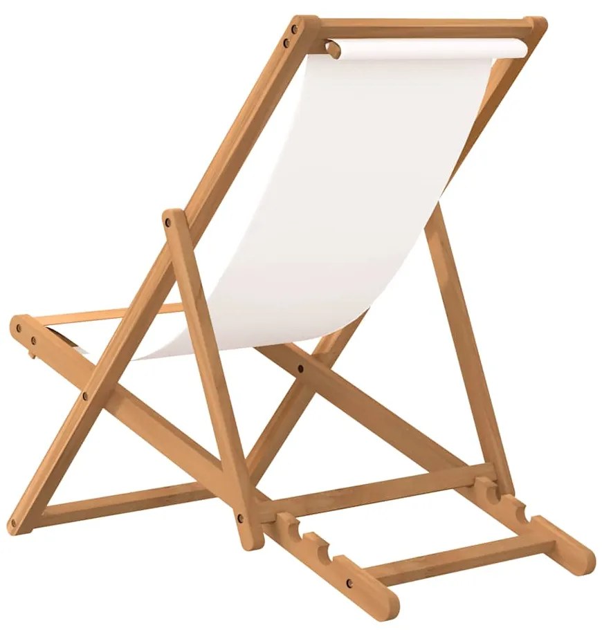 vidaXL Ξαπλώστρα Κρεμ 56 x 105 x 96 εκ. από Ξύλο Teak