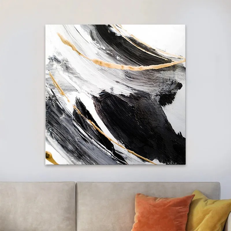 Πίνακας σε καμβά &quot;Golden And Silver Reflections&quot; Megapap ψηφιακής εκτύπωσης 100x100x3εκ.