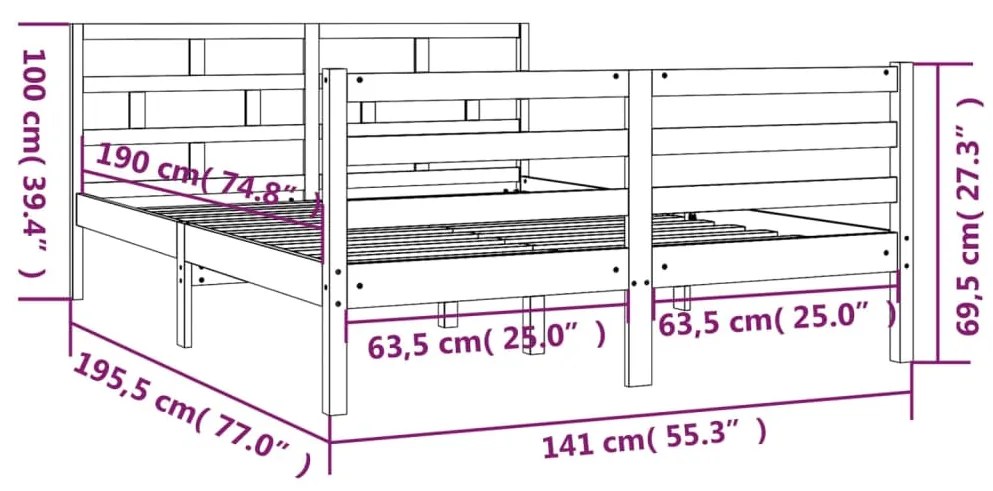 ΠΛΑΙΣΙΟ ΚΡΕΒΑΤΙΟΥ 135 X 190 ΕΚ. ΑΠΟ ΞΥΛΟ ΠΕΥΚΟΥ 4FT6 DOUBLE 3101258