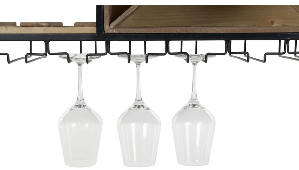 Μπουκαλοθήκη DKD Home Decor 80 x 24 x 44 cm Έλατο Φυσικό Μαύρο Μέταλλο Καφέ Ξύλο MDF