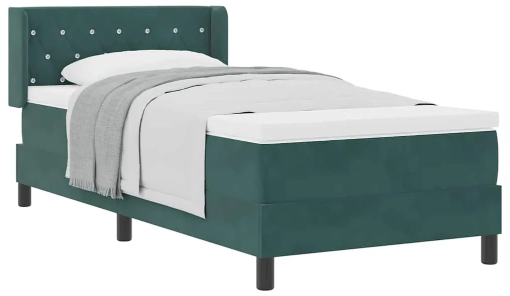 vidaXL Κρεβάτι με ελατήρια Σκούρο Πράσινο 200 x 90 εκ. Πολυεστέρας