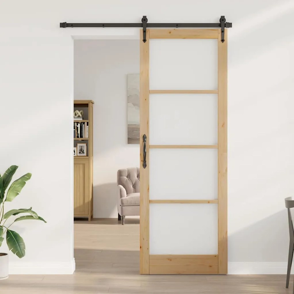 vidaXL Εσωτερική Πόρτα με Γυαλί Καφέ 83 x 232 εκ.