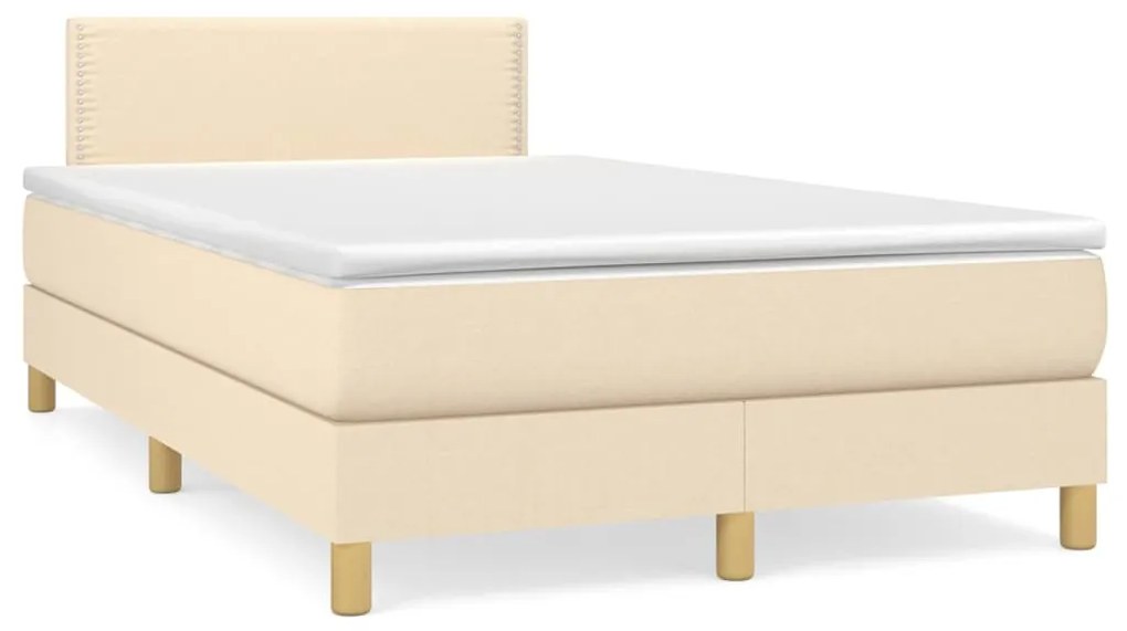 vidaXL Κρεβάτι Boxspring με Στρώμα Κρεμ 120x200 εκ. Υφασμάτινο