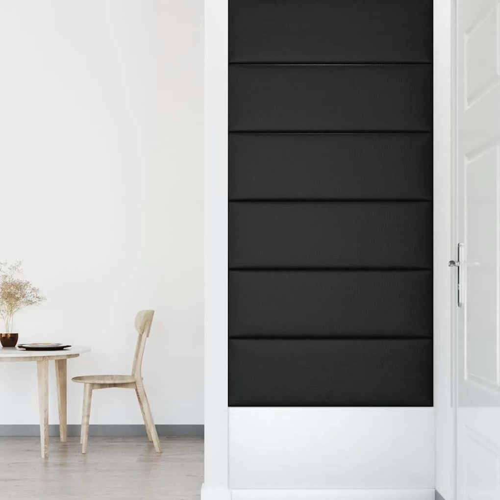 vidaXL Πάνελ Τοίχου 12 τεμ. Μαύρος 90 x 30 εκ. 3,24 μ Συνθετικό Δέρμα