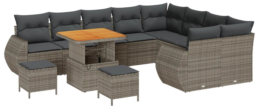 vidaXL Σετ Καναπέ Κήπου με μαξιλάρι 12 pcs Γκρι 80 x 80 x 71 cm