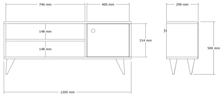 Έπιπλο τηλεόρασης Wison pakoworld σε oak απόχρωση 120x29x50εκ (1 τεμάχια)