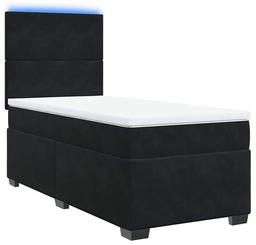 vidaXL Κρεβάτι Boxspring με Στρώμα Μαύρο 100x200 εκ. Βελούδινο