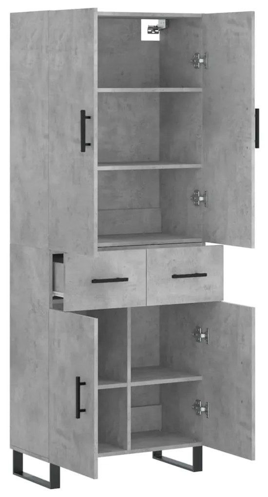 vidaXL Ντουλάπι Γκρι Σκυροδέματος 69,5x34x180 εκ. Επεξεργασμένο Ξύλο