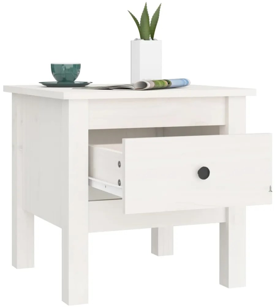 vidaXL Βοηθητικό Τραπέζι Λευκό 40 x 40 x 39 εκ. από Μασίφ Ξύλο Πεύκου