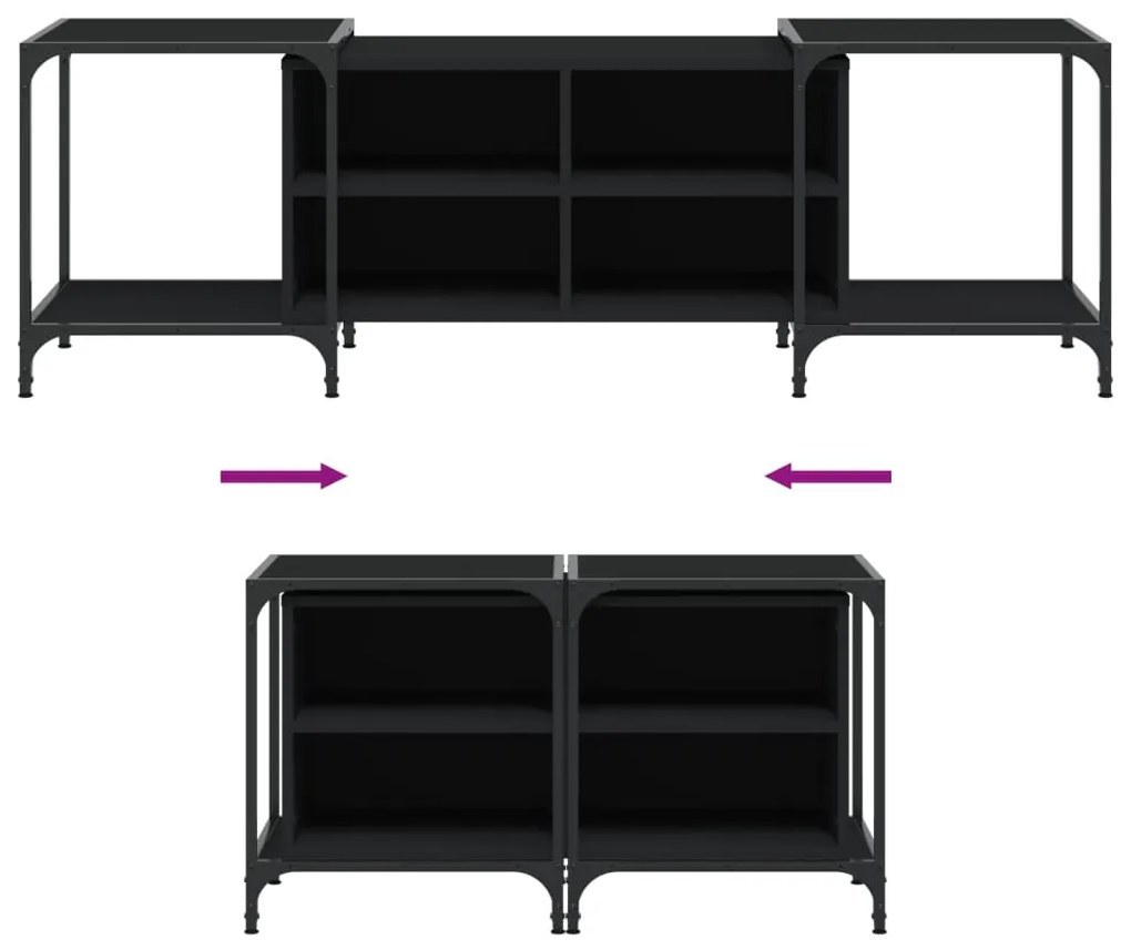 vidaXL Έπιπλο Τηλεόρασης Μαύρο 153x37x50 εκ. Επεξεργασμένο Ξύλο