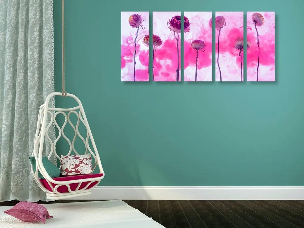 5 μέρη εικόνα λουλούδια με ροζ ατμό - 100x50
