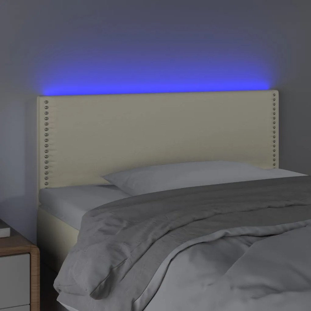 Κεφαλάρι Κρεβατιού LED Κρεμ 100x5x78/88 εκ. από Συνθετικό Δέρμα 3121558
