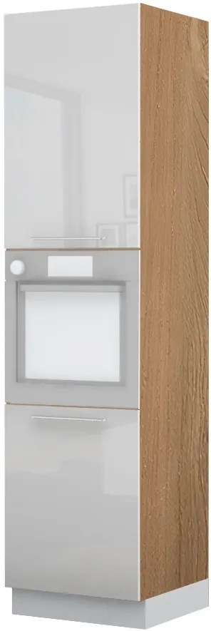 Επιδαπέδιο ντουλάπι φούρνου ψηλό Raval K23-60-2KR-Καρυδί - Λευκό γυαλιστερό - 60.00Χ60.00Χ235.00cm