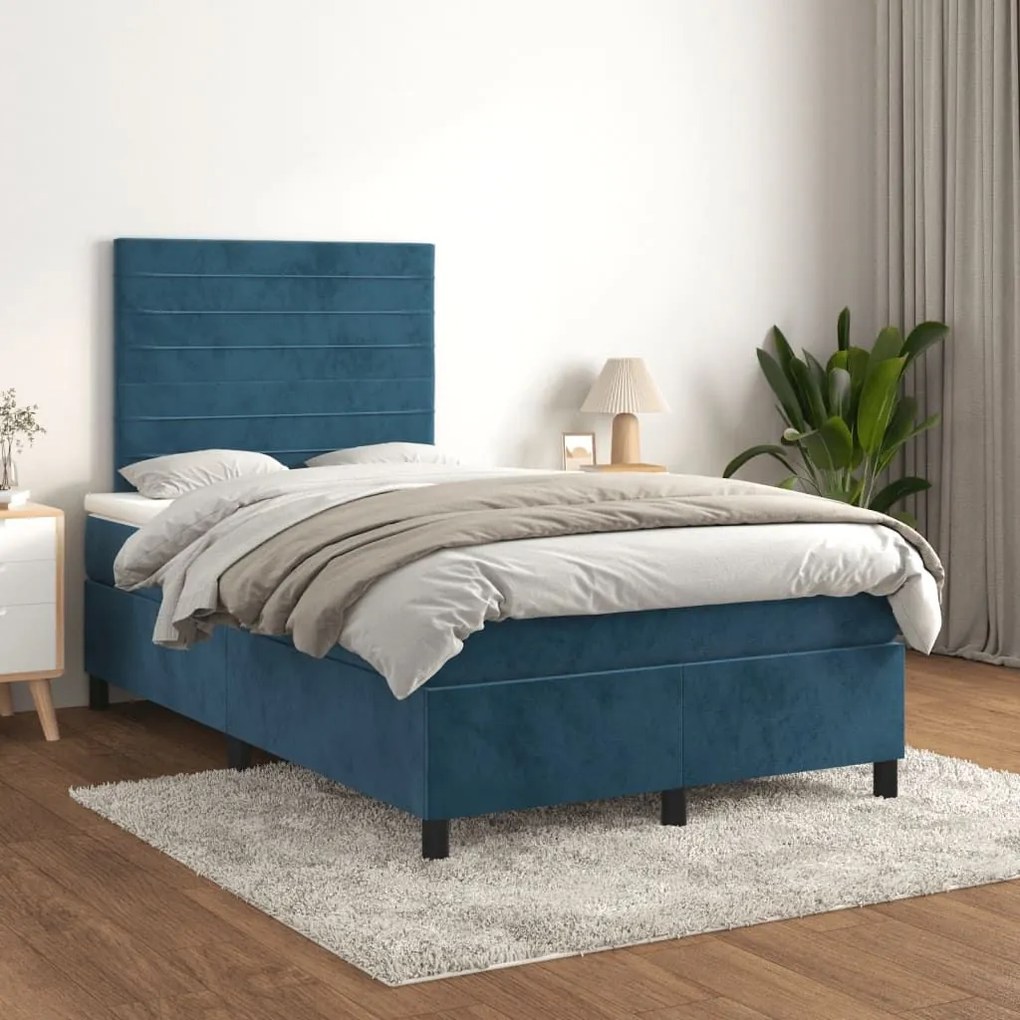 ΚΡΕΒΑΤΙ BOXSPRING ΜΕ ΣΤΡΩΜΑ ΣΚΟΥΡΟ ΜΠΛΕ 120X200 ΕΚ. ΒΕΛΟΥΔΙΝΟ 3143077